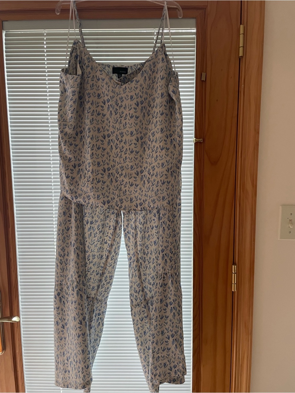 Light Blue Printed Jumpsuit - Sleeveless Women’s size Large